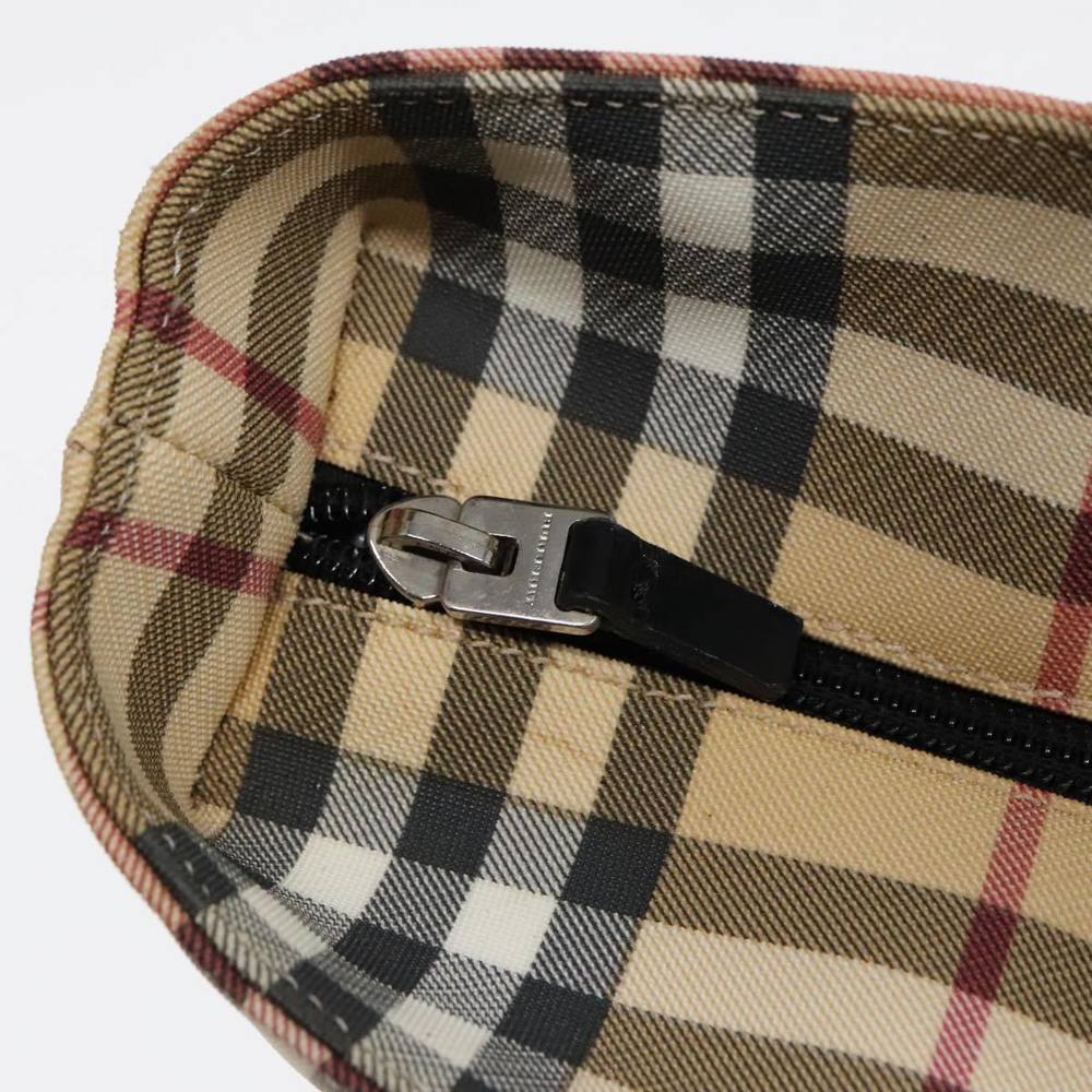 BURBERRY Nova Check Hand Bag PVC Beige Silver Auth 90263 - Picture 10 of 16